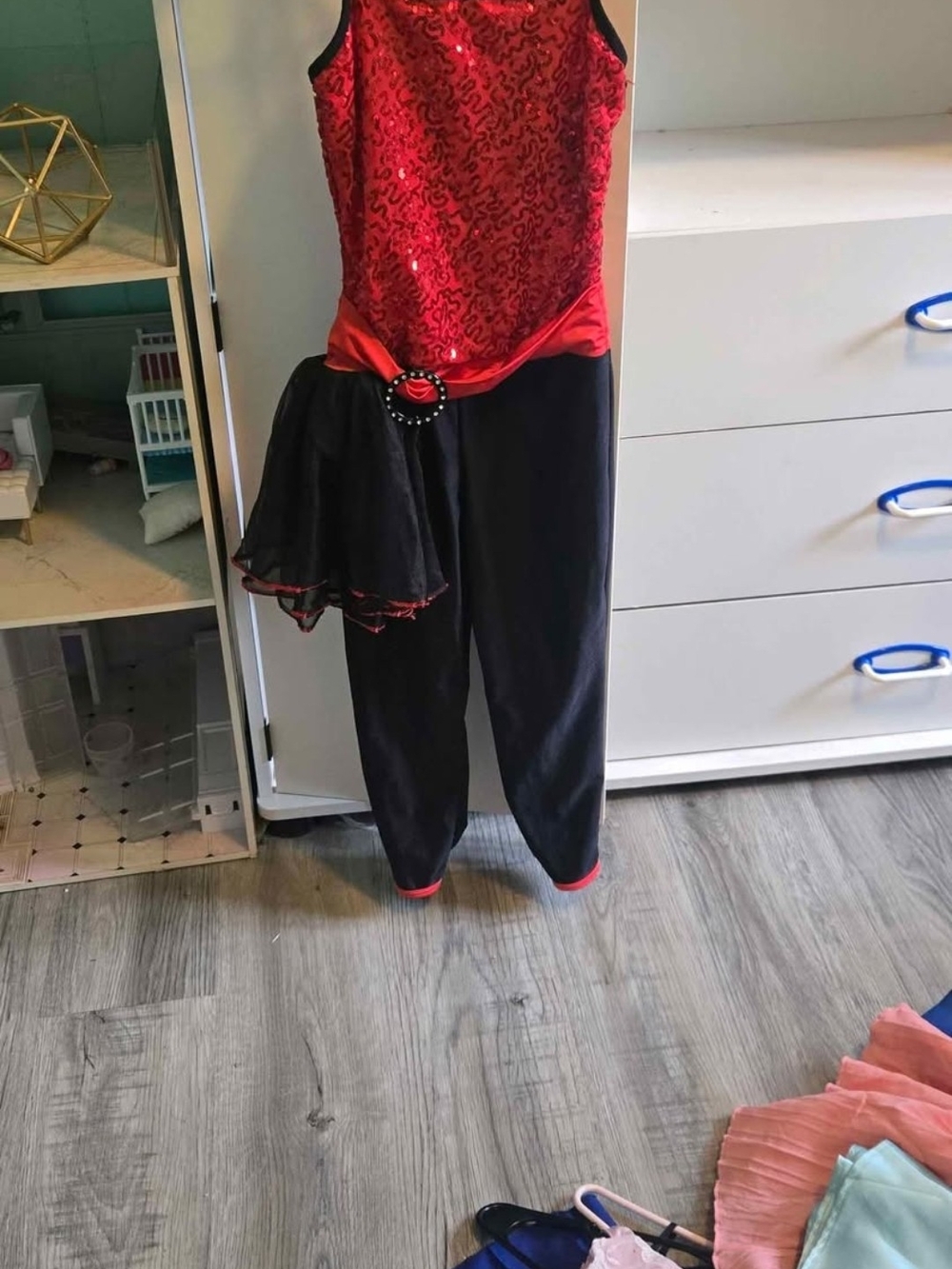Red Sequin & Black Dance Jumpsuit